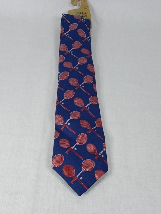LaBella Other - Navy Tie with Red Tennis Racket Motif